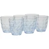 Best Gifi Gobelet en verre Agathe motif relief diamant transparent bleu x6