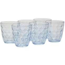 Best Gifi Gobelet en verre Agathe motif relief diamant transparent bleu x6