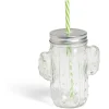 Best Gifi Gobelet 460ml forme cactus avec paille verre transparent