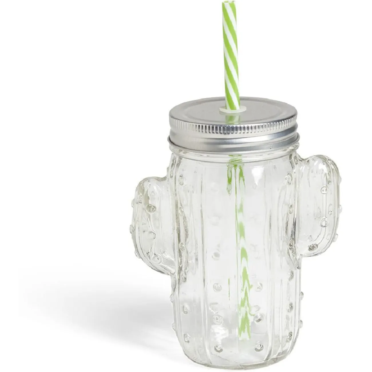 Best Gifi Gobelet 460ml forme cactus avec paille verre transparent