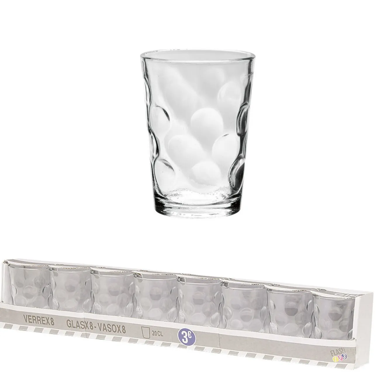 Sale Gifi Gobelet verre motif embossé transparent 20 cl x8