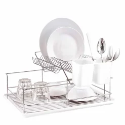 New Gifi Égouttoir avec plateau et supports couverts blancs 2 niveaux