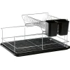 Hot Gifi Égouttoir avec plateau et supports couverts noirs 2 niveaux
