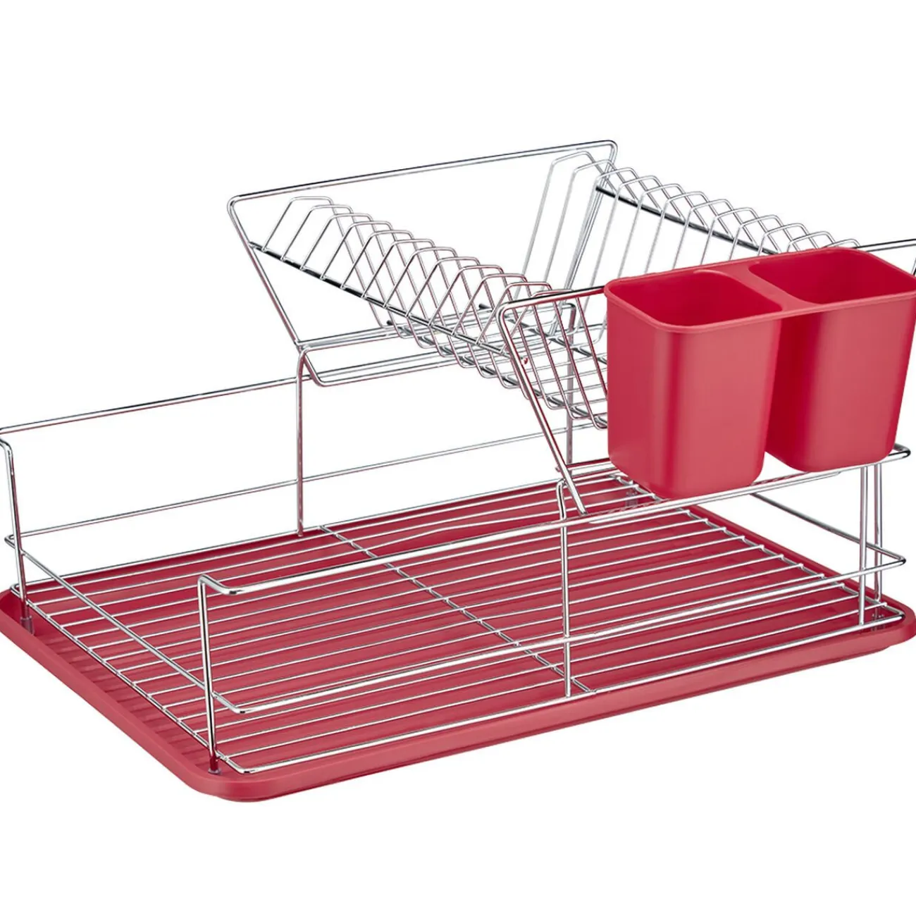 New Gifi Égouttoir avec plateau et supports couverts rouges 2 niveaux