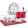 Best Gifi Égouttoir avec plateau et supports couverts rouges 2 niveaux