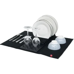 Hot Gifi Égouttoir avec tapis pliable noir 11 rangées 12 picots