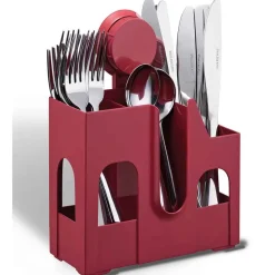 Discount Gifi Égouttoir à couverts rouge à ventouse