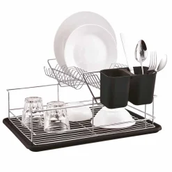 Clearance Gifi Égouttoir à 2 niveaux avec receveur et supports à couverts noir