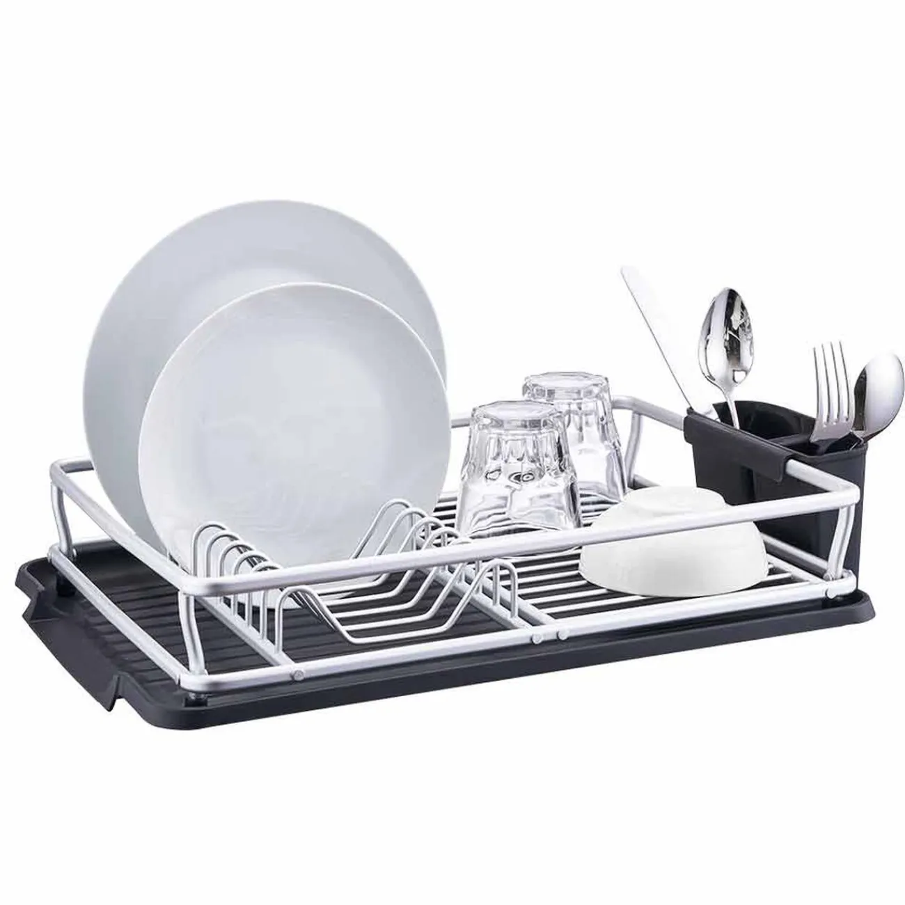 Clearance Gifi Égouttoir à vaisselle avec porte-couverts gris noir