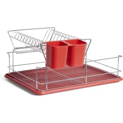 Hot Gifi Égouttoir vaisselle base métal gris et rouge