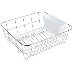 Outlet Gifi Égouttoir à vaisselle gris avec bac à couvert blanc