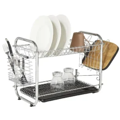 Outlet Gifi Égouttoir XXL 2 niveaux récupérateur d'eau inox