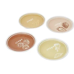Best Gifi Lot de 4 assiettes à dessert porcelaine design crêpes