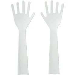 Discount Gifi Lot de 2 couverts à salade forme main plastique blanc
