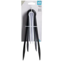 Discount Gifi Lot de 3 pinces alimentaires plastique noir/blanc/gris