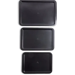 Discount Gifi Lot de 3 plaques à four métal noir 38/43/48x29cm
