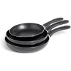 Gifi Lot de 3 poêles tous feux sauf induction aluminium noir Ø20/24/26cm