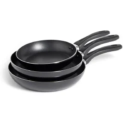 Gifi Lot de 3 poêles tous feux sauf induction aluminium noir Ø20/24/26cm