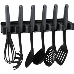 Discount Gifi Lot de 6 ustensiles avec support noir gris