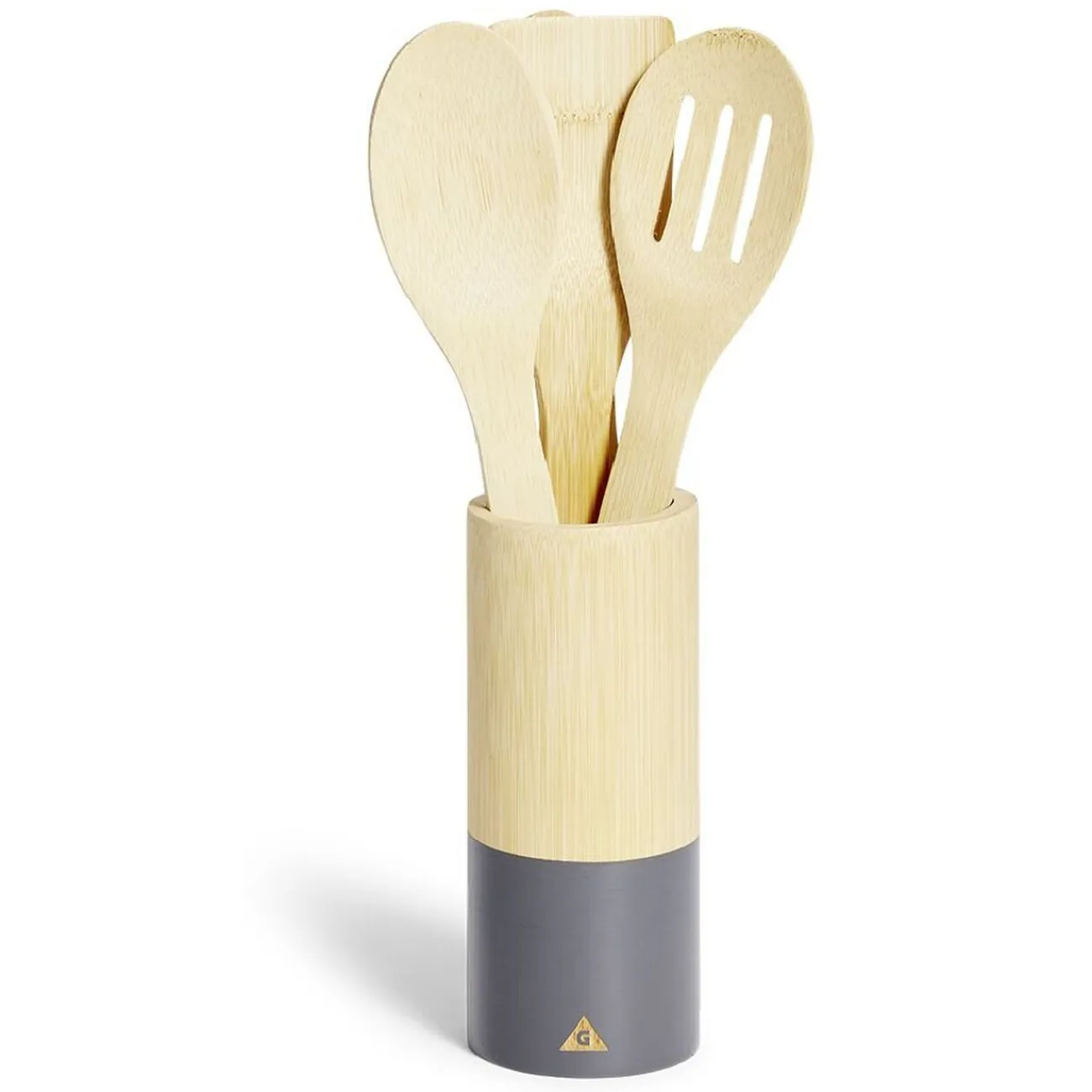 New Gifi Lot de 4 ustensiles de cuisine dans pot en bambou