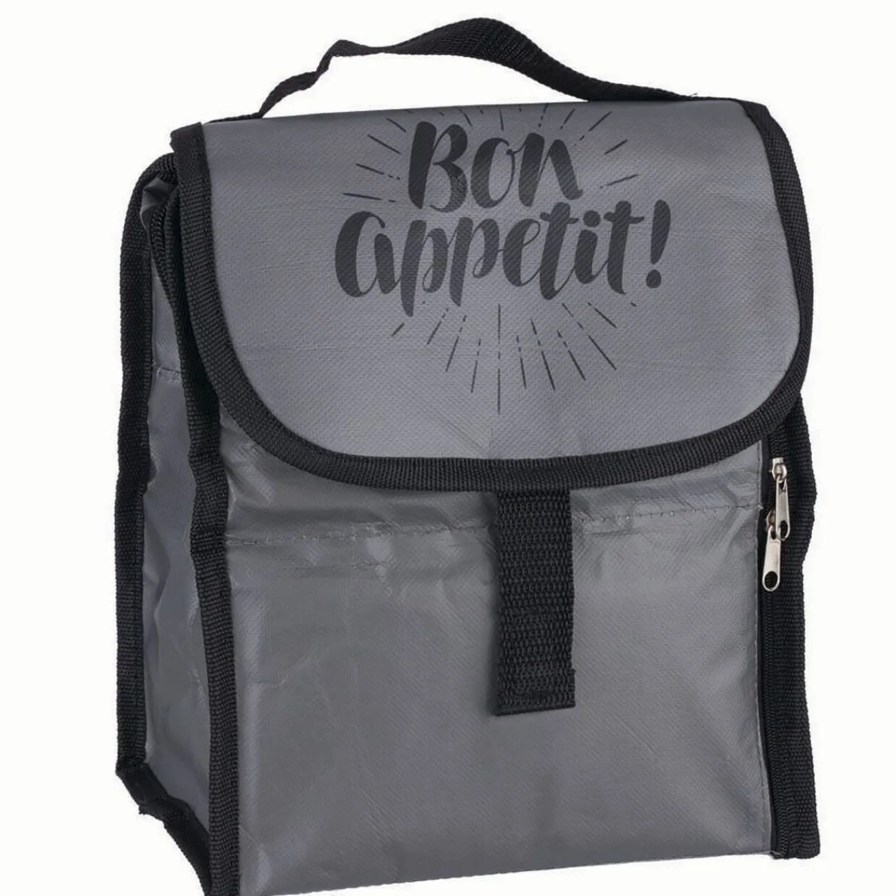 Hot Gifi Lunch bag réfrigérant gris et noir inscription Bon Appétit !