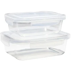 Discount Gifi Lunchbox en verre x2 avec couvercle 1,05L et 1,5L