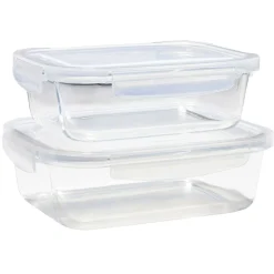 Clearance Gifi Lunchbox en verre x2 avec couvercle 640ml et 1,05L