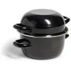 Best Gifi Marmite à moules avec couvercle acier noir Ø18xH16,5cm