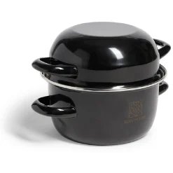 Best Gifi Marmite à moules avec couvercle acier noir Ø18xH16,5cm
