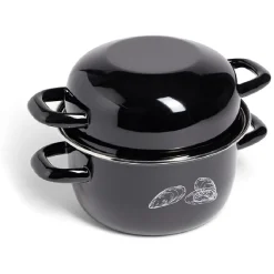 Hot Gifi Marmite à moules avec couvercle Ø20,5cm acier noir