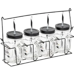 Best Gifi Mason jar "Happy" avec paille x4