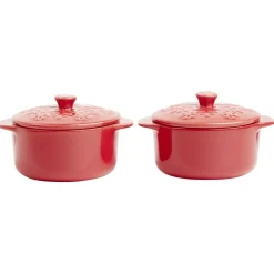 Gifi Mini cocotte en céramique motif flocon rouge x2