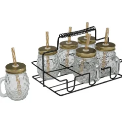 Outlet Gifi Mini gobelet en verre design ananas avec support métallique x6