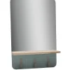 Gifi Aménagement Salle De Bain^Miroir étagère bois naturel 3 patères vert clair