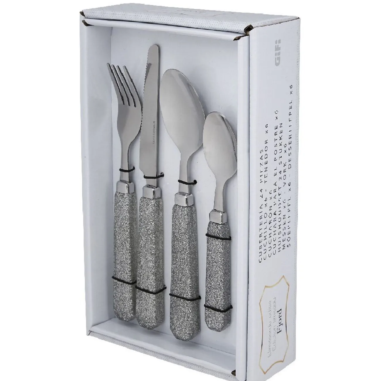 Online Gifi Ménagère 24 pièces pailleté gris argent