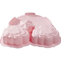 Outlet Gifi Moule gâteau forme arc en ciel silicone rose 26x19xH5,5cm