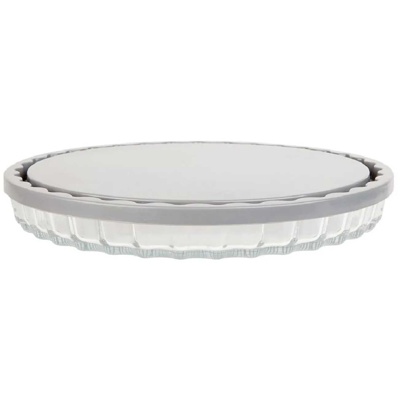 Gifi Moule à tarte en verre avec couvercle gris