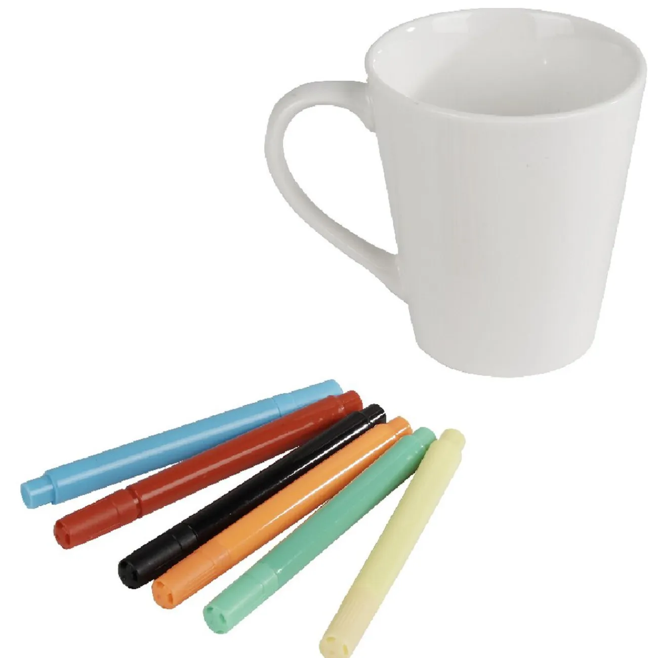 Best Gifi Mug blanc à personnaliser + 6 feutres