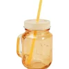 Outlet Gifi Mug bocal coloré orange avec paille