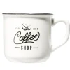 Best Gifi Mug café en porcelaine effet email blanc bord noir Coffee shop 33cl H8,5cm