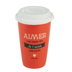 Outlet Gifi Mug à emporter rouge blanc mots d amour