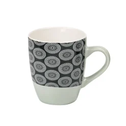 Outlet Gifi Mug en porcelaine motif rosace noir blanc 33 cl