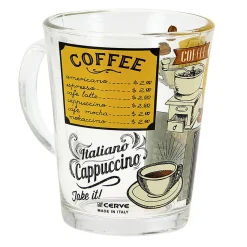 Sale Gifi Mug en verre 31 cl transparent motif Menu Café