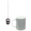 Outlet Gifi Mug porcelaine avec boule à thé inox noir blanc 35 cl