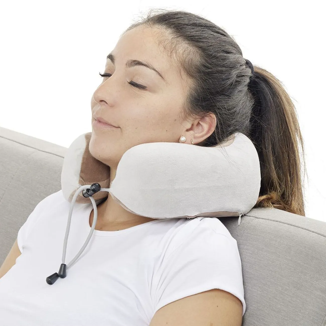 Gifi Bien-Être^Oreiller de massage gris et blanc 2 points de stimulation