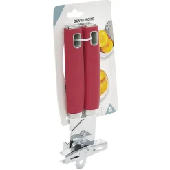 Hot Gifi Ouvre boîte inox avec manche en polypropylène rouge