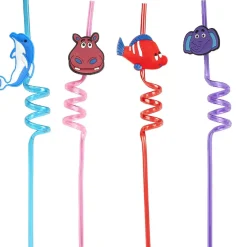 Best Gifi Paille tortillon fantaisie décor animaux x4