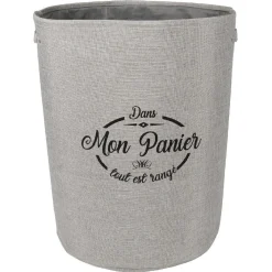 Gifi Entretien Du Linge|Panier de rangement rond design Laundry gris clair