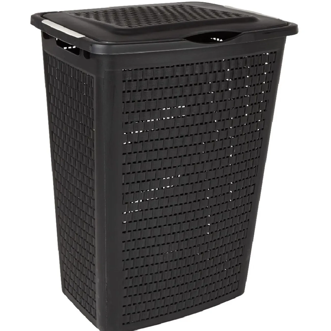 Gifi Entretien Du Linge|Panier à linge avec poignées et couvercle design rotin noir 50 L