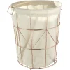 Gifi Entretien Du Linge|Panier à linge tissu beige armature métal bronze